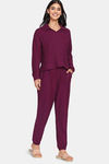 Zivame 2 Mile Fashion Knit Cotton Loungewear Set - Plum Caspia — thumbnail 4